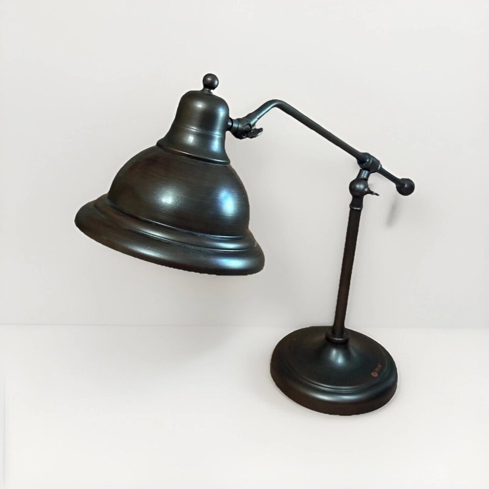 Ottlite Bronze Toned Metal Desk Lamp w/ Adjustable Arm & Round